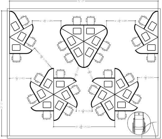 SMARTdesks Exchange seating arrangement for 24 users