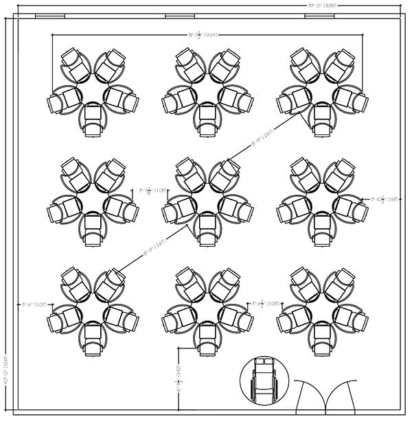 SMARTdesks Quark seating arrangement for 45 users