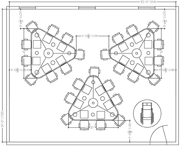 SMARTdesks Collab seating arrangement for 27 users