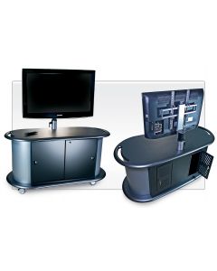 Pneumatic Monitor lift and cabinet with large screen two views front and back