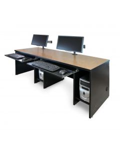 Computer desk for two users with CPU bays and keyboard trays