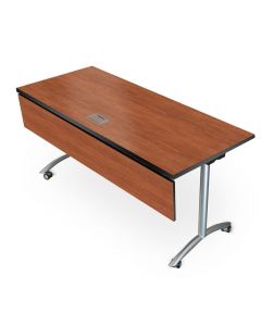 One Nesta Flip Top Laptop table with laminate finish pvc edge and silver legs with casters for 2 people