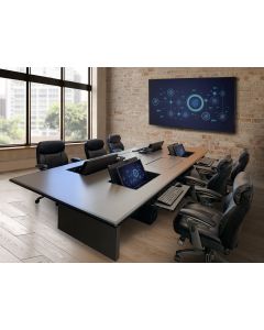 Computer Conference Table with Urethan Edge and Concealed Monitor Mounts