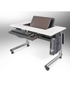 Horizon Line Computer Table for one person with keyboard tray and CPU holder