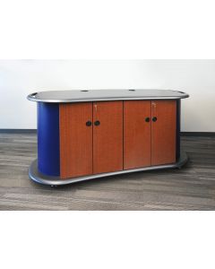 Laminate Printer cabinet with 4 doors thermofoil top wire management adjustable shelves casters 72"w x 24"d x 36"h