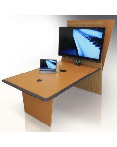 Multi-Media Conference Table with Power and Data laptop computer and large screen monitor