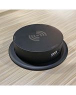 Combination wireless and USB grommet mounted charging device