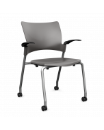 Stackable Four Leg Side Chair with fixed arms plastic shell and casters