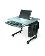 HorizonLine Series Single Monitor Lift Table for one person with recessed articulating monitor mount