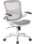 White mesh office chair with casters